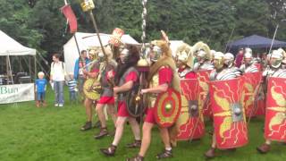 Roman Reenactment at the Amphitheatre in Caerleon Marching In [upl. by Aehsan83]