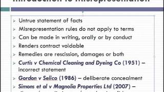 Misrepresentation Lecture 1 of 4 [upl. by Sparkie]